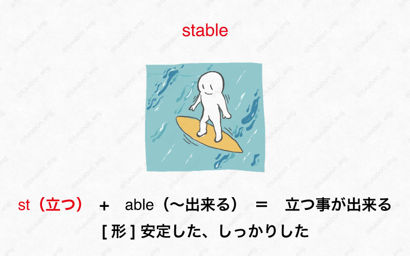 stable : 安定した、しっかりした